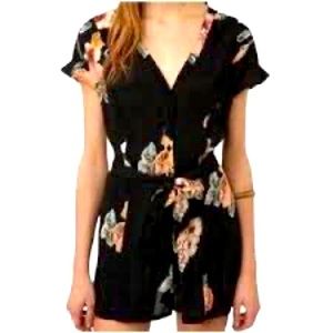 Black floral romper